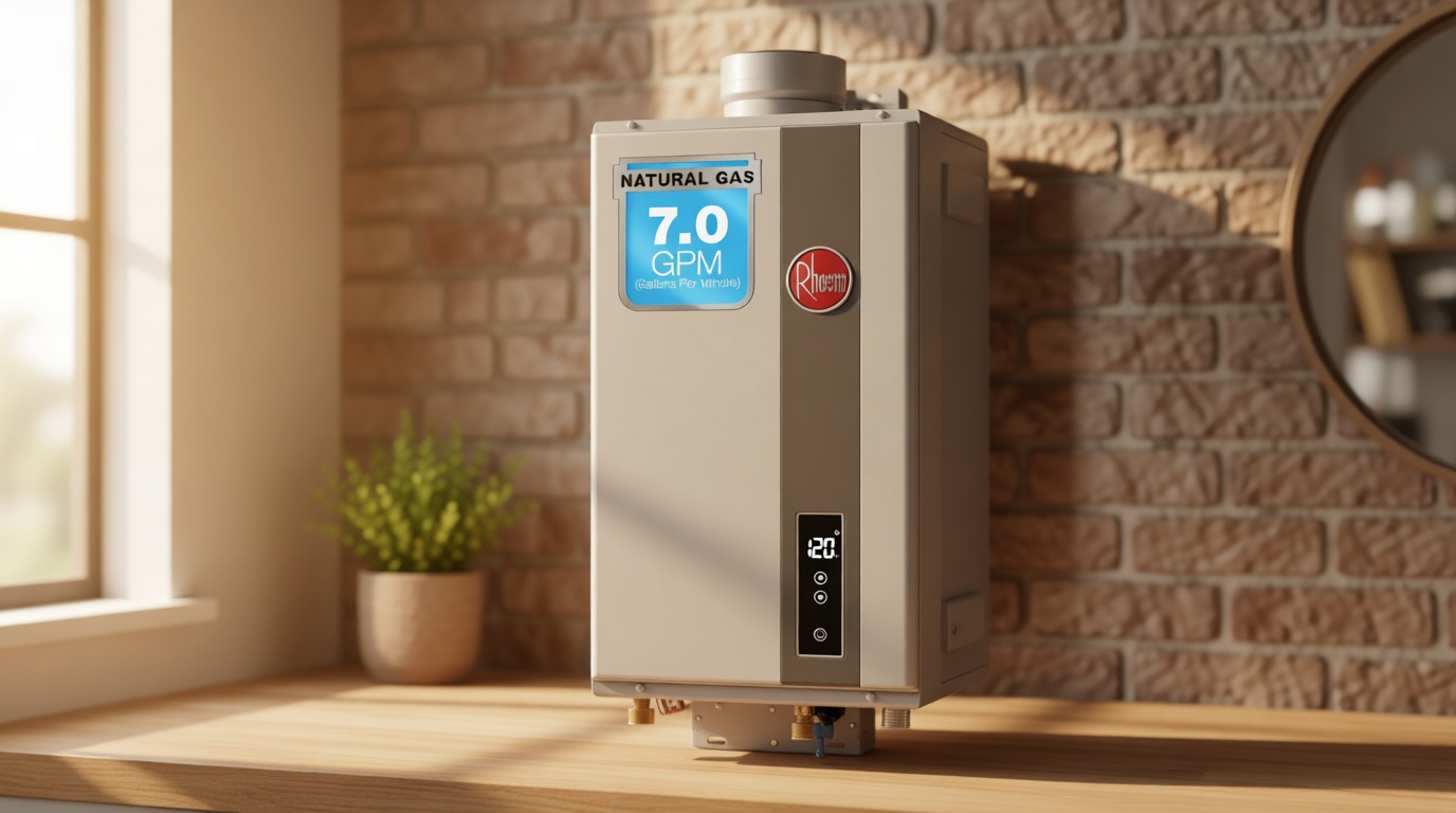 Rheem RTG-70DVLN-3 High Efficiency Non-Condensing Indoor Tankless Natural Gas Water Heater 7.0 GPM, 160,000 BTUs