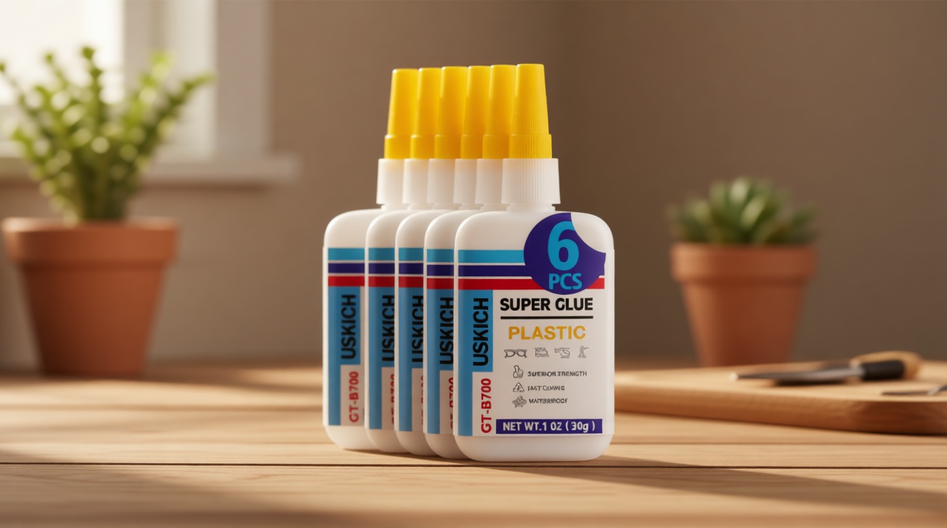 Super Glue for Plastic with Anti Clog Cap. 6 x 1 fl oz,Plastic Glue- Adhesive CA Glue for Model and Miniature,Suitable for PLA, ABS,PVC,3D Printing,Toys,Legos.Heavy Duty Model Repair Kit, Quick Dry