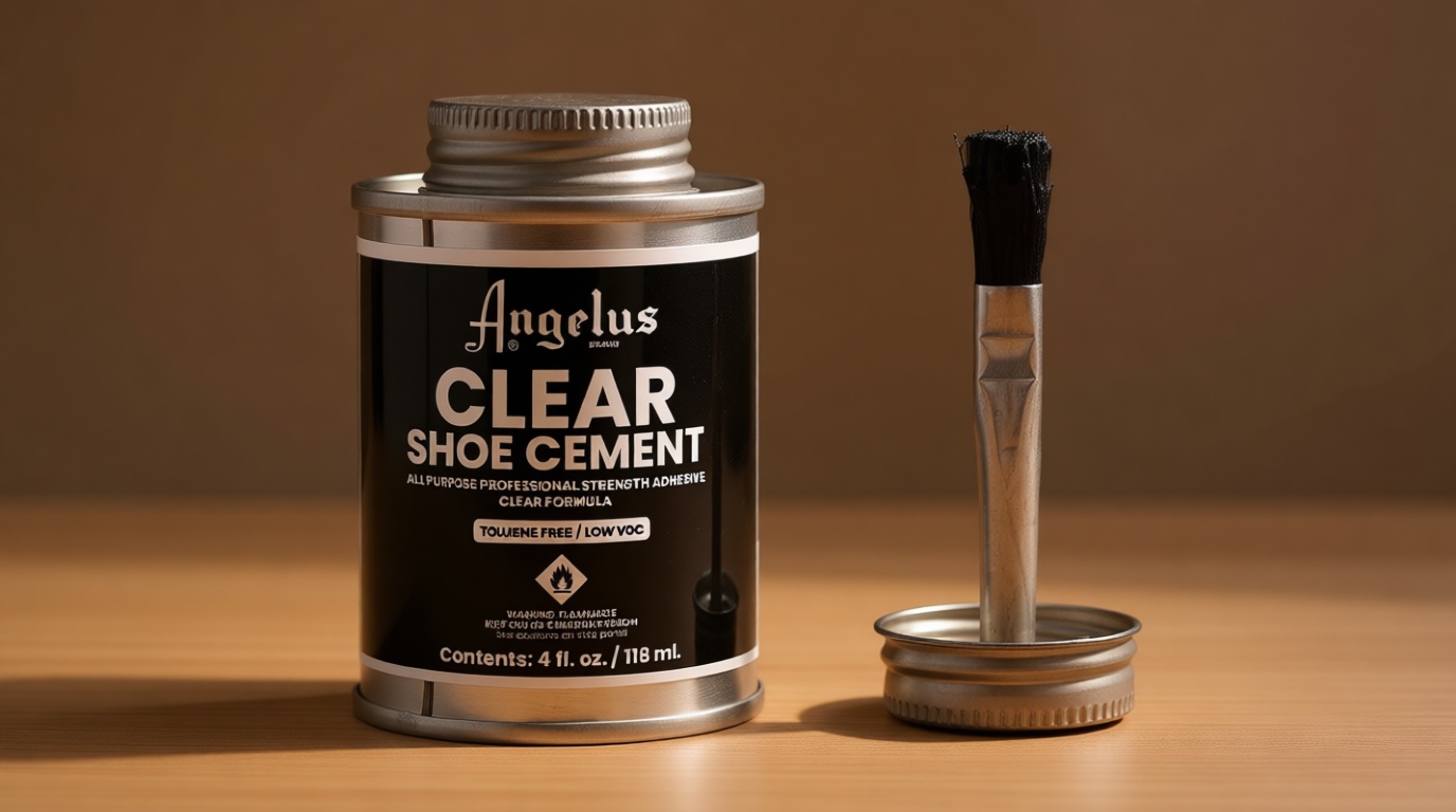 Angelus Angelus Clear Shoe Cement - 4 oz Professional-Strength Glue Quick Drying Contact Adhesive for Leather, Vinyl & Fabric - Dries Clear, No Stains, Waterproof Shoe & Sneaker Rubber Cement Glue with Brush