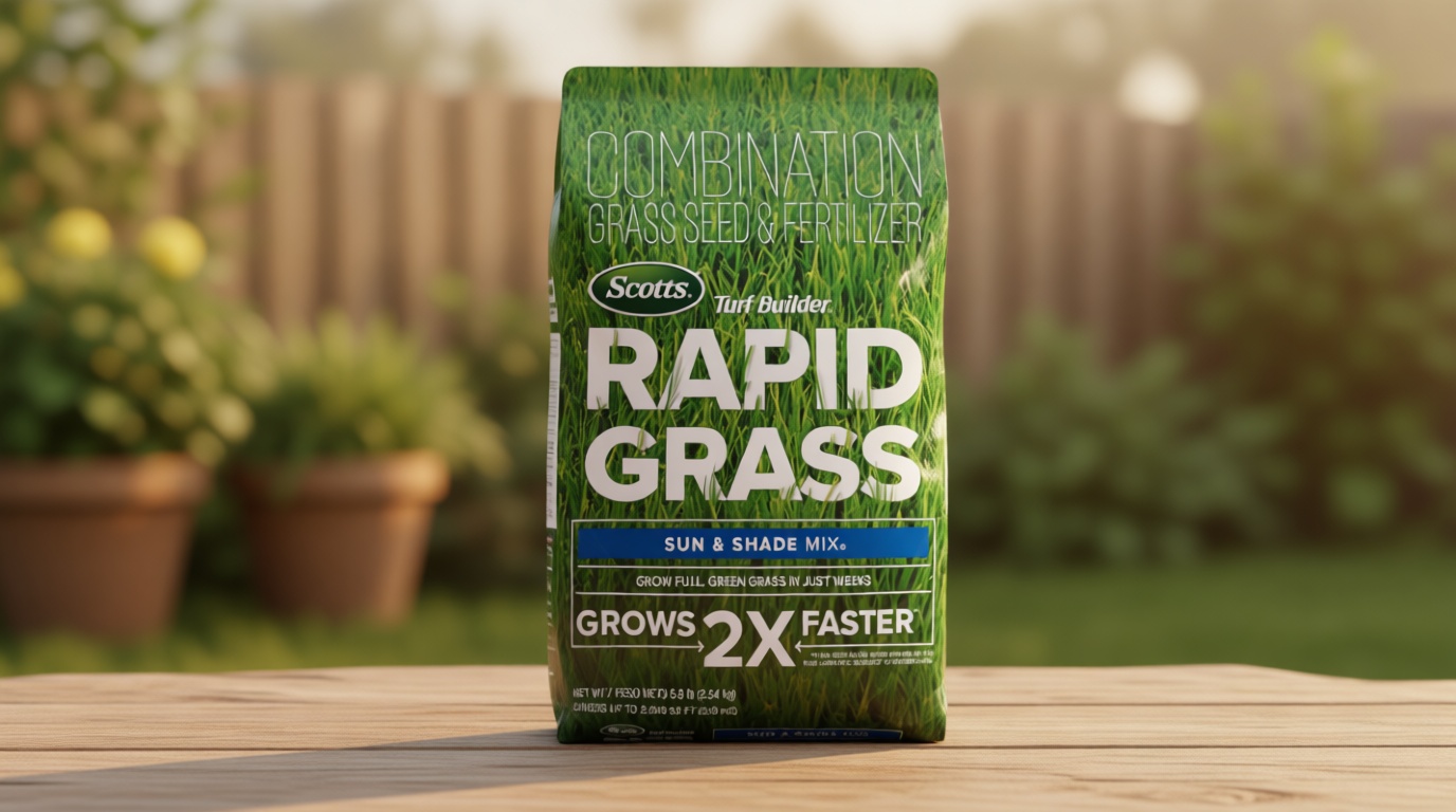 Scotts Turf Builder Rapid Grass Sun and Shade Mix - Combination Grass Seed & Lawn Fertilizer, Covers Up to 2,800 sq. ft., 5.6 lb.