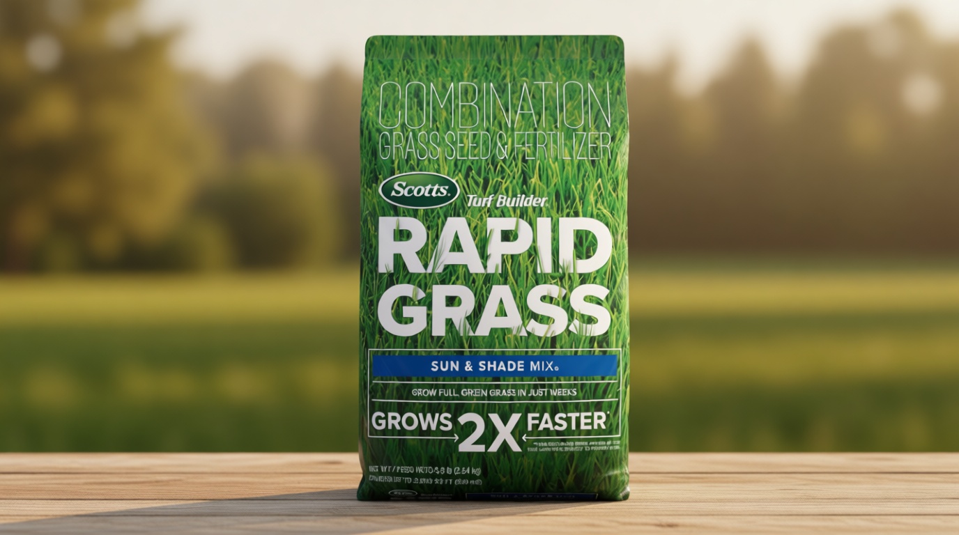 Scotts Turf Builder Rapid Grass Sun and Shade Mix - Combination Grass Seed & Lawn Fertilizer, Covers Up to 2,800 sq. ft., 5.6 lb.