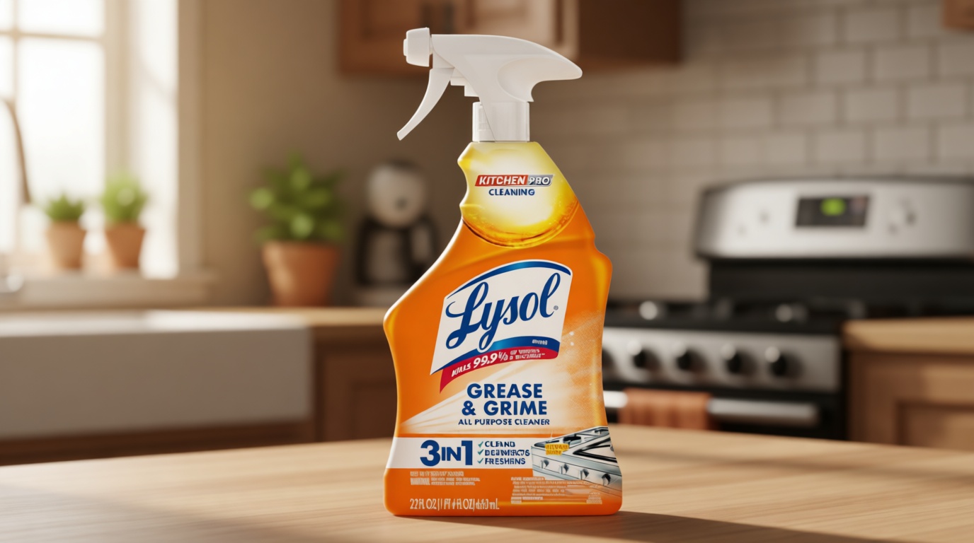 Lysol Pro Kitchen Spray Cleaner and Degreaser, Antibacterial All Purpose Cleaning Spray for Kitchens, Countertops, Ovens, and Appliances, Citrus Scent, 22oz