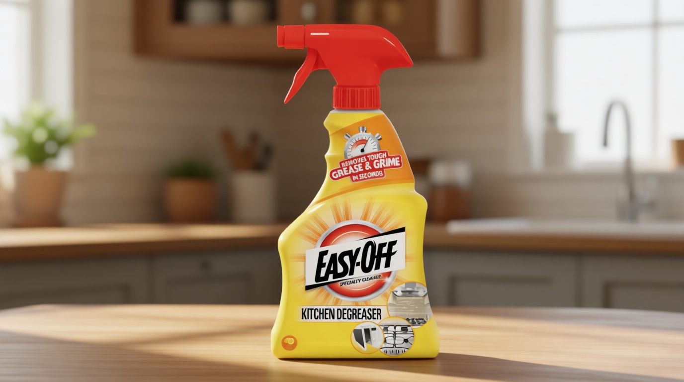 Easy Off Specialty Kitchen Degreaser Cleaner, Clear, Lemon, 16 Fl Oz