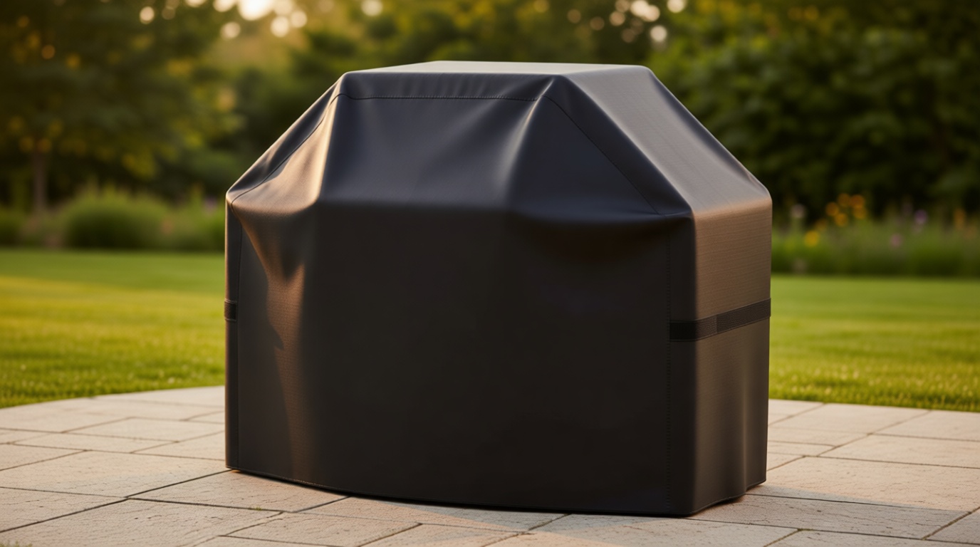 Grill Cover, 58 inch BBQ Gas Grill Cover for Outdoor Grill, Waterproof, Anti-UV, Rip-Proof, Fade Resistant Material, Barbecue Cover with Hook-and-Loop Straps & Adjustable Hem Drawstring, Black