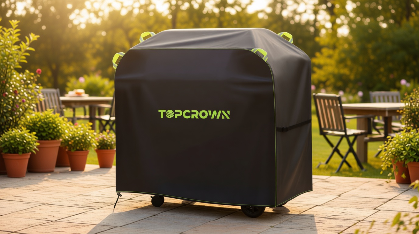 TOPCROWN Grill Cover for Outdoor Grill, Universal Fit 45"-75" BBQ Gas Grill Waterproof Anti-UV Oxford Fabric Windproof Design with Adjustable Straps, Fits Weber/Char-Broil/Nexgrill and More (58")