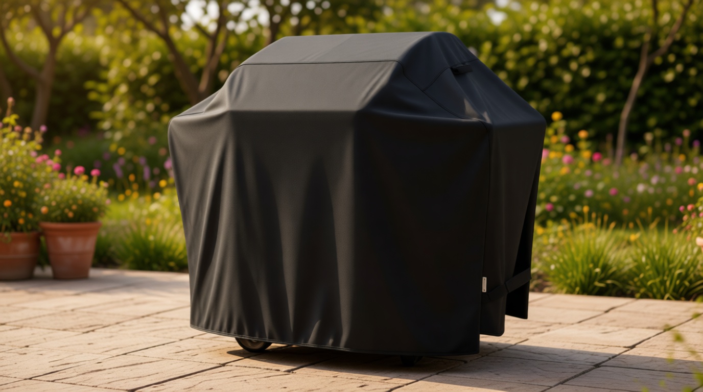 SunPatio Grill Cover 55 Inch, Outdoor Heavy Duty Waterproof Barbecue Gas Cover, UV & Fade Resistant, All Weather Protection Compatible for Weber Charbroil Nexgrill Kenmore Grills and More, Black