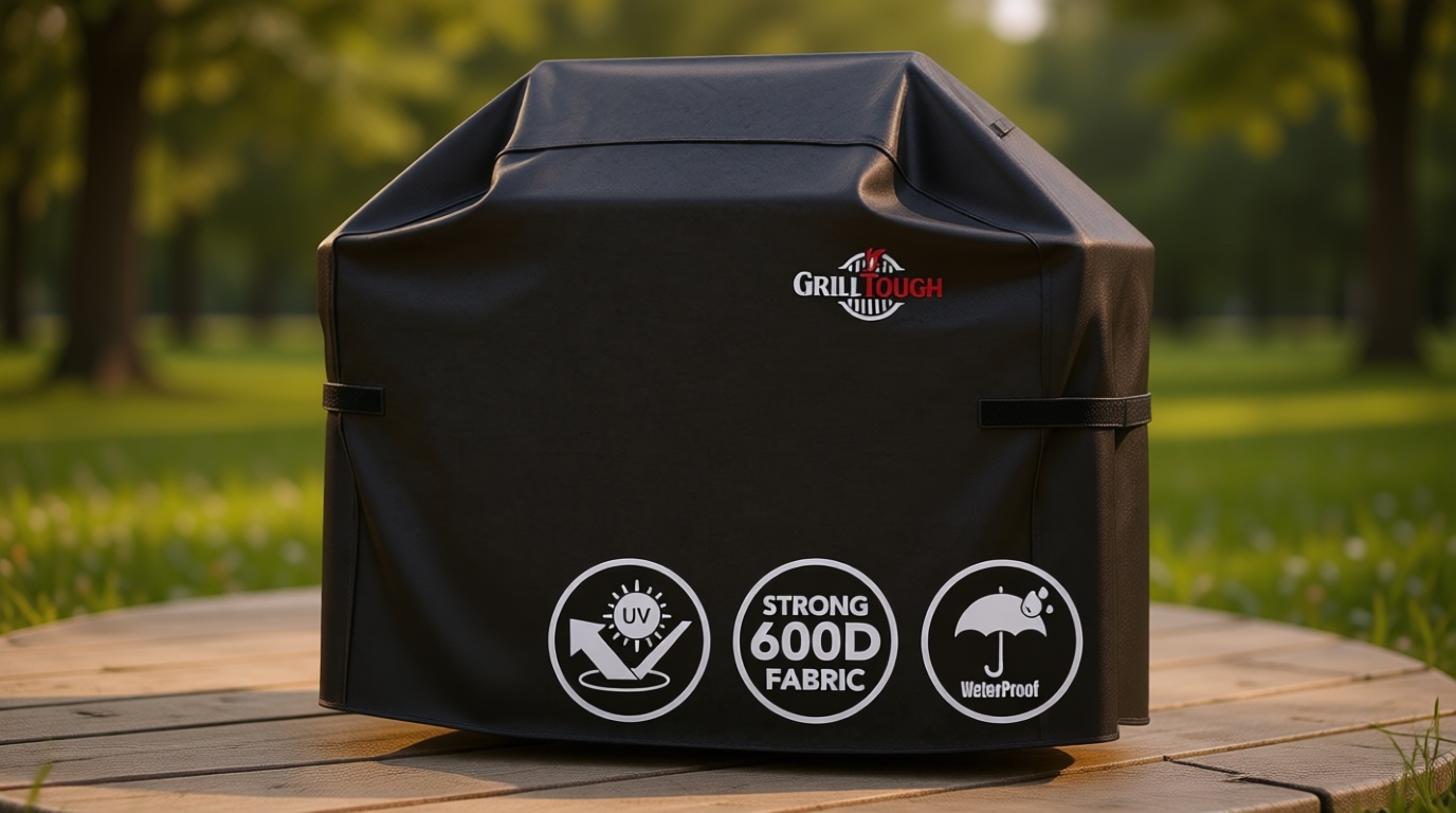 GrillTough Heavy Duty BBQ Grill Cover for Outdoor Grill, 58 Inch – Waterproof, Weather Resistant, UV & Fade Resistant with Adjustable Straps – Gas Grill Cover for Weber, Charbroil, etc. Charcoal
