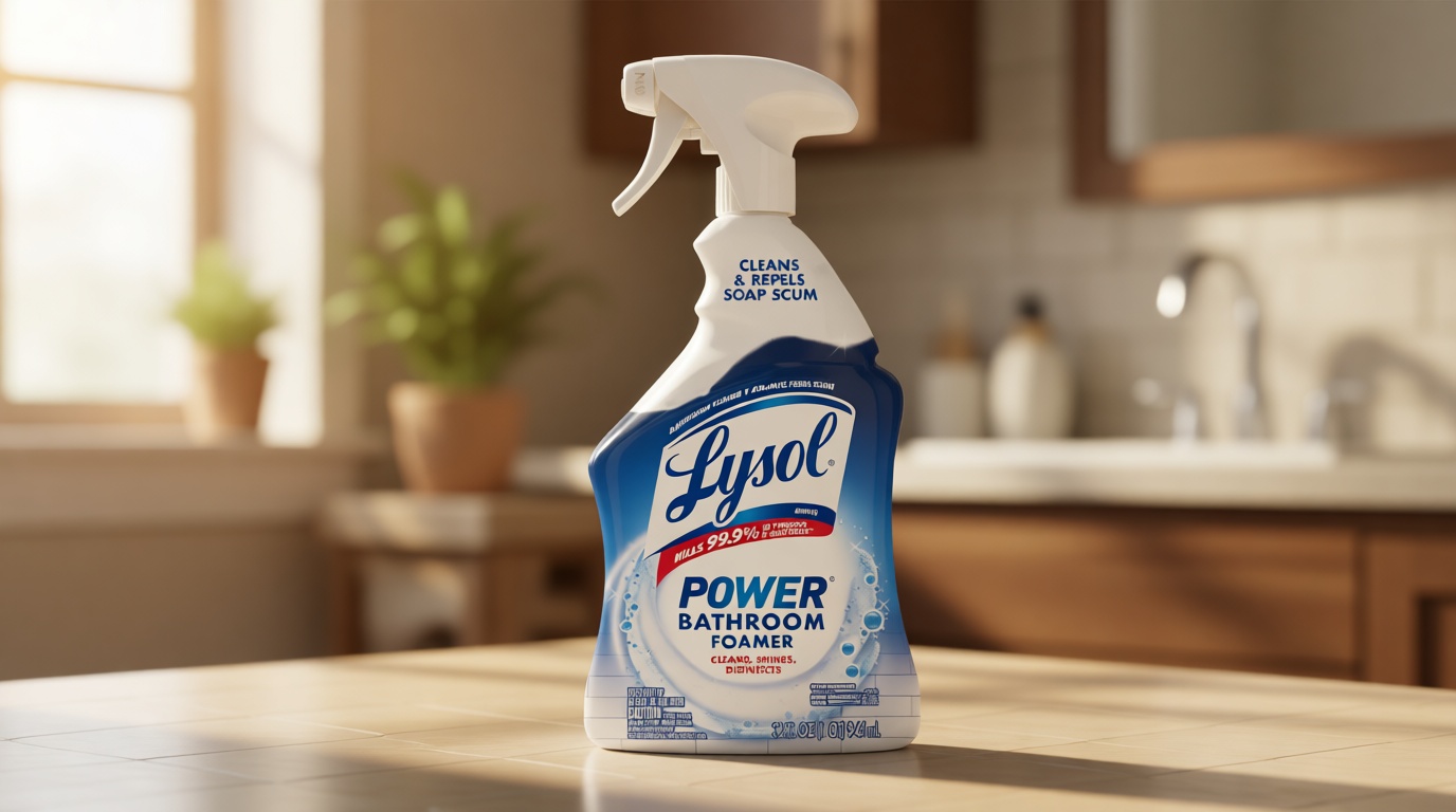 Lysol Power Foaming Bathroom Cleaner, Multipurpose Cleaner for Showers, Bathtubs, Sinks, Disinfectant Spray Kills 99.9% of Germs, Zero Bleach Cleaning Spray, 32 Oz.