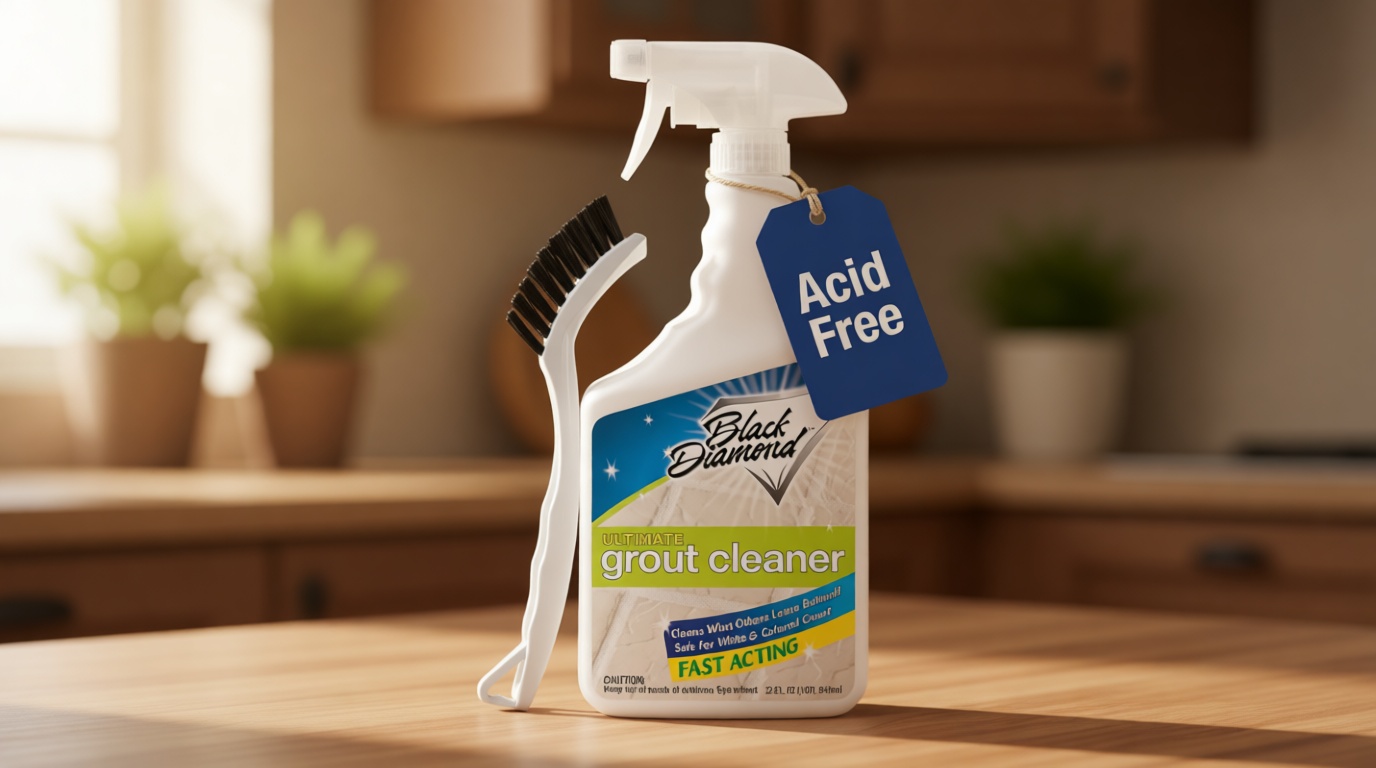Black Diamond Ultimate Grout Cleaner: Best Cleaner for Tile,Ceramic,Porcelain, Marble Acid-Free Safe Deep Cleaner & Stain Remover for Even The Dirtiest Grout. (1-Quart/1-Brush)