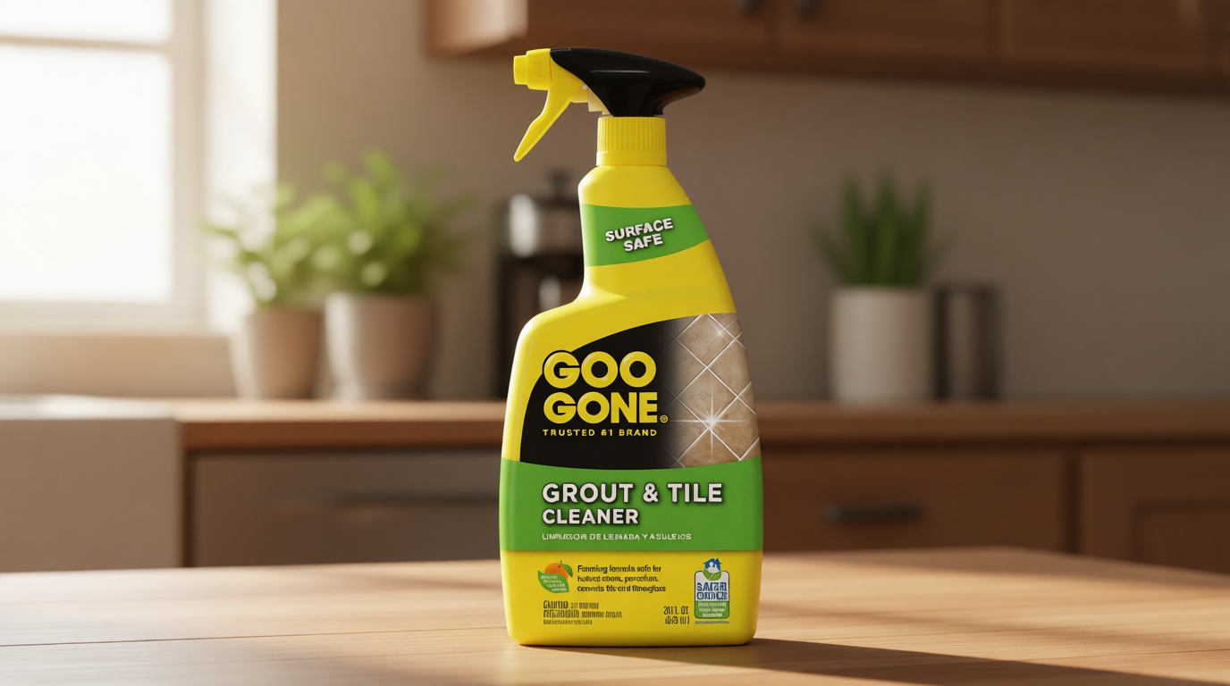 Goo Gone Grout & Tile Cleaner - 28 Ounce - Removes Tough Stains Dirt Caused By Mold Mildew Soap Scum and Hard Water Staining - Safe on Tile Ceramic Porcelain U.S. EPA Safer Choice