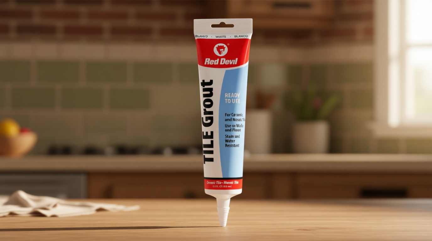 Red Devil 0425 Pre-Mixed Tile Grout - Professional Quality, Excellent Adhesion, Ideal for Wall & Floor Use - 5.5 oz, White, Made in USA