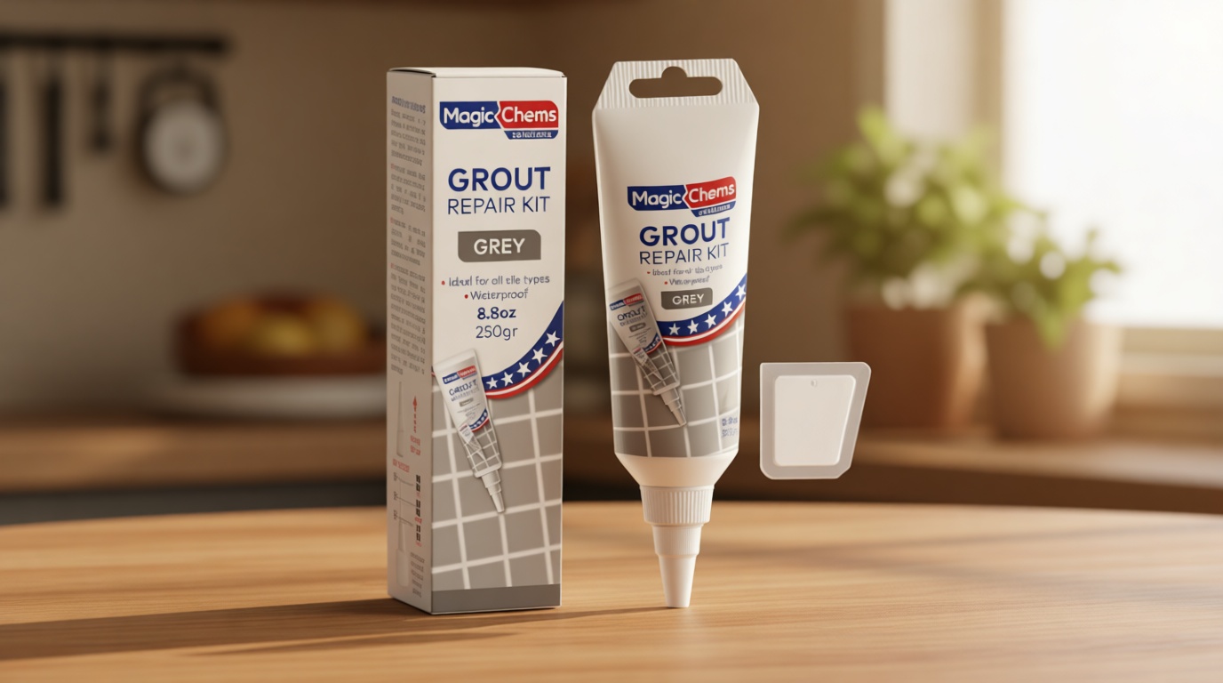 Tile Grout Repair, Grey 8.8 oz/250gr. Fast Drying Grout Repair Kit, Grout Filler Tube Repair Kit, Tile Grout Paint, Grout Sealer Restore and Renew Bathroom Floor, Tile Gaps, Joints, Lines