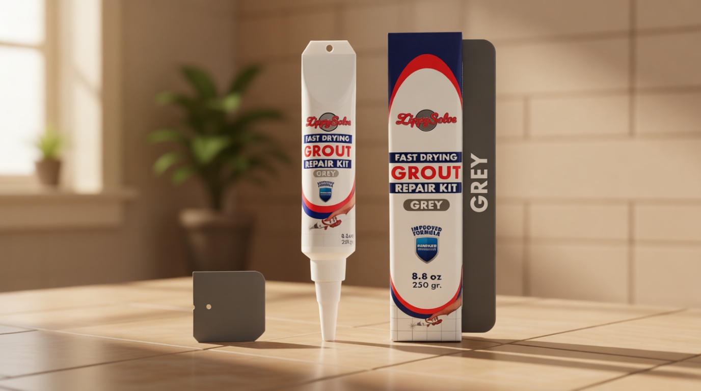 ZippySolve Tile Grout, Repair Kit,Restore & Renew Tile Joints Line, Fast Drying Grout Paint Squeeze Tube for Bathroom Shower Kitchen Floor, Waterproof (8.8 oz, Grey)