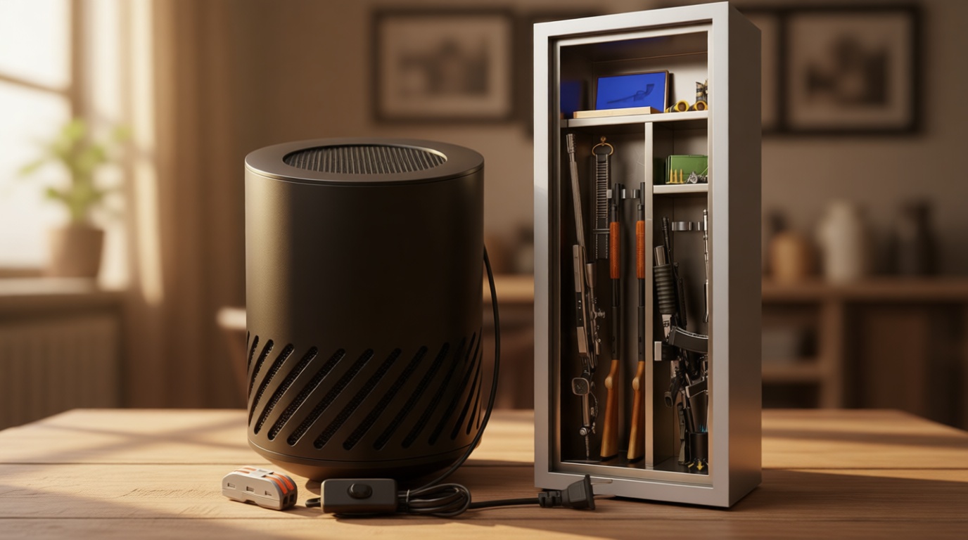 Gun Safe Dehumidifier Electric, Dehumidifier for Gun Safe Dryer, Plug in Gun Safe Heater, 360° Heating Circular Air with Built-in Fan