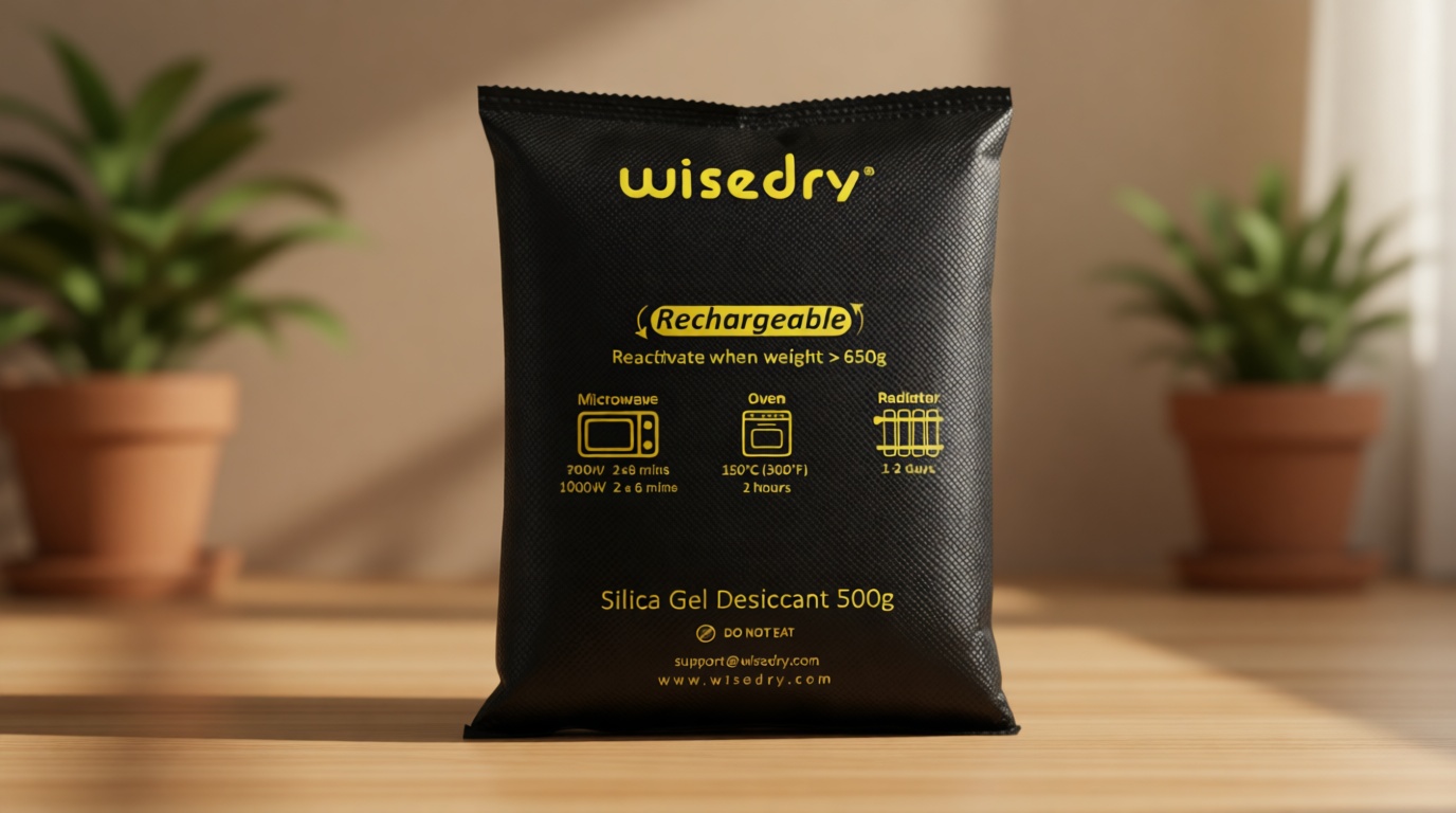 wisedry 2 x 500 Gram [2.2 lbs] Rechargeable Silica Gel Car Dehumidifier, Microwave Fast Reactivated Desiccant Packets Large for Gun Safe Closet Basement Garage Storage Moisture Absorber Bag Reusable