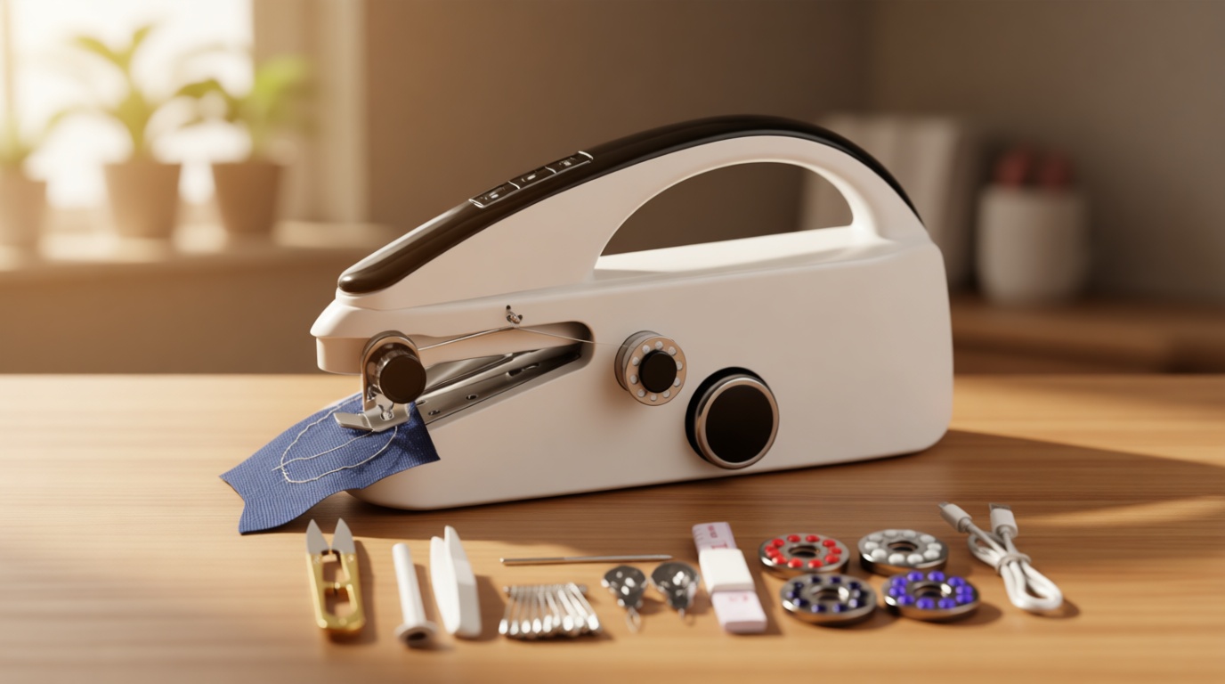 Handheld Sewing Machine, Easy to Use Portable Electric Mini Sewing Machines for Beginners with Two Speeds, with Complete Accessories Kit, Suitable for Home, Travel and DIY(Black)