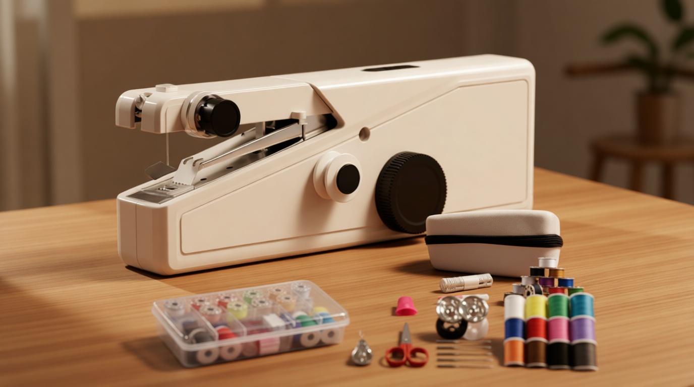 Handheld Sewing Machine For Beginners, Mini Sewing Machine Portable, Easy To Use & Includes Sewing Kit, DIY Projects at Home or on the Go, Sewing Machine for Adults and Beginners.White