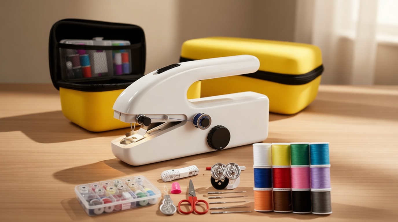 Handheld Sewing Machine for Beginners, Portable & Cordless with 2 Speeds & Complete Sewing Kit, Mini Sewing Machine for Quick Fabric Repair, DIY Crafts, Home and Travel Use