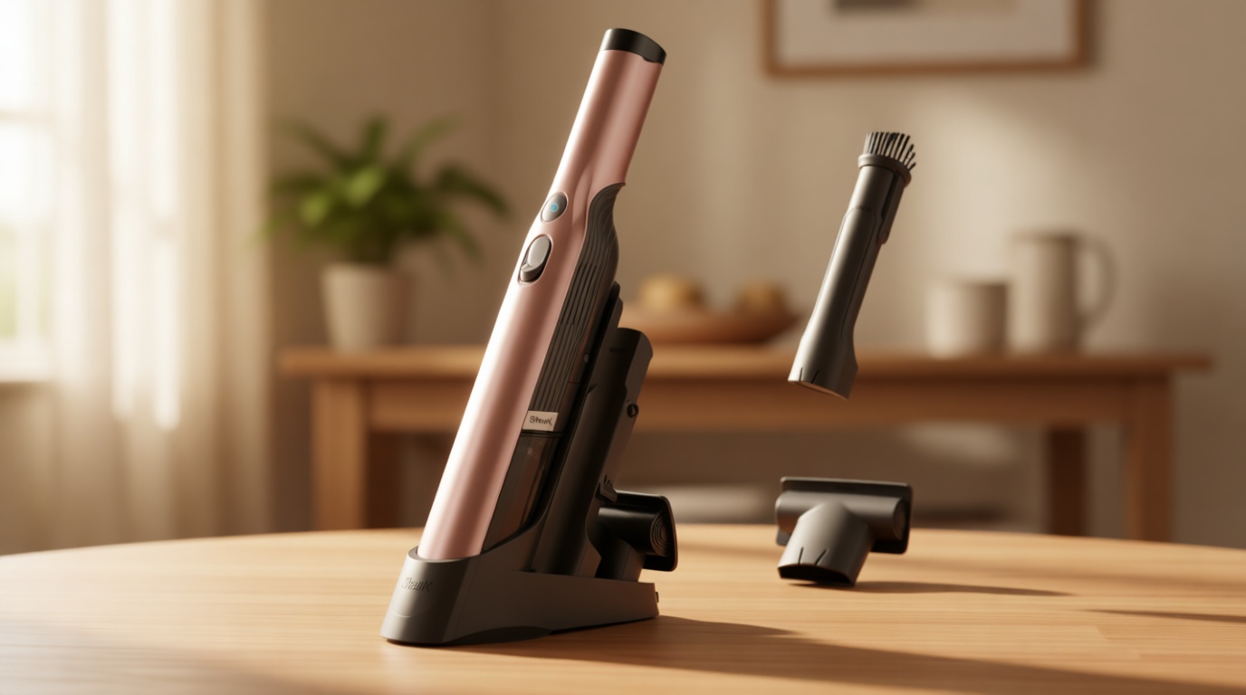 Shark WANDVAC Cordless Hand Vac, Lightweight, Portable at 1.4 lbs., Powerful Suction, Charging Dock, One-Touch Empty for Car & Home, Multi-Surface Pet Tool & Duster Crevice Tool, Rose Gold, WV201RGBRN