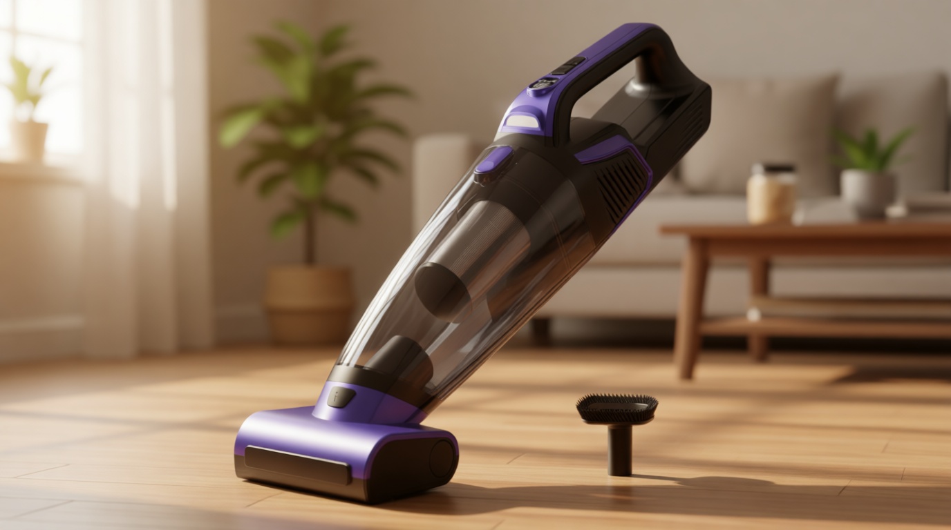 Pet Hair Handheld Vacuum Cordless: 20000PA High Power Car Vacuum with Motorized Brush and LED Light, Rechargeable Hand Held Vacuum Cleaner with Reusable Filter for Car, Home, Office & Pet, Purple