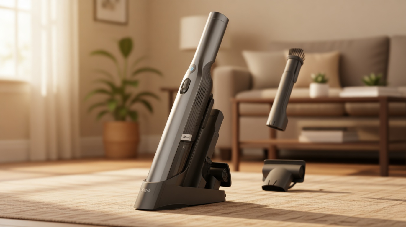 Shark WV201 WANDVAC Handheld Vacuum, Lightweight at 1.4 Pounds with Powerful Suction, Charging Dock, Single Touch Empty and Detachable Dust Cup,Graphite, Slate