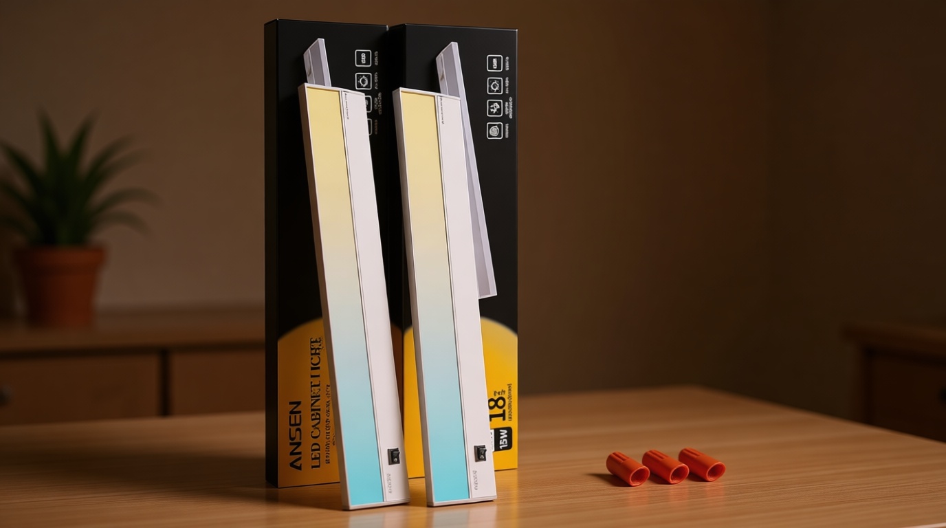 Ansen 2Packs of Under Cabinet Lighting Hardwired, 18in 15W 998LM Dimmable Led Light for Kitchen/Closet, CRI 92+, R9 90+, 3 Color Temperature, 3000K/4000K/5000K(Warm White, Cool White, Daylight) Global Recycled Standard