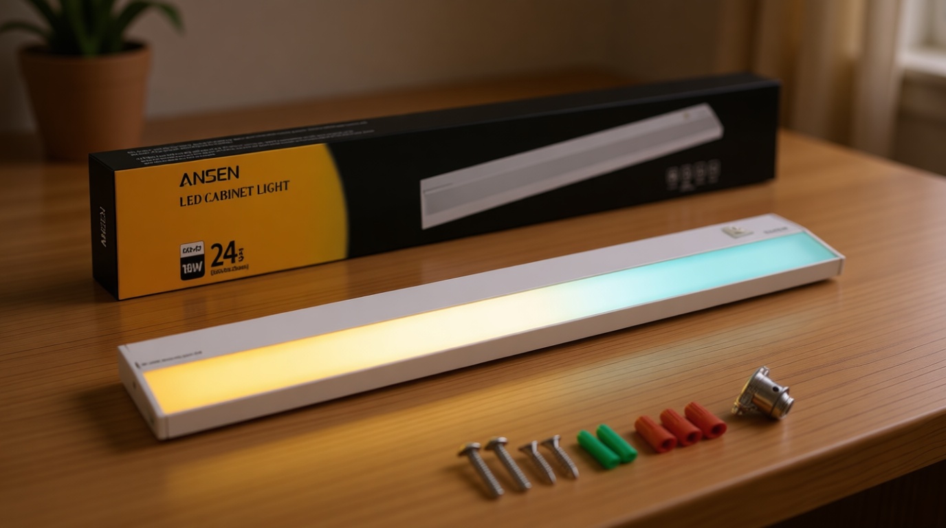 Ansen Hardwired Under Cabinet Lighting, 24in 18W LED Light for Kitchen/Closet, 1237lm, CRI>92, R9>90, 3 Color Temperature, Dimmable, 3000K/4000K/5000K(Warm White, Cool White, Daylight) Global Recycled Standard