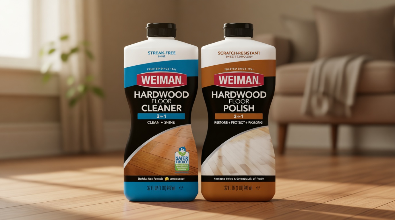 Weiman Hardwood Floor Cleaner and Polish Restorer Combo - 2 Pack - High-Traffic Hardwood Floor, Natural Shine, Removes Scratches, Leaves Protective Layer