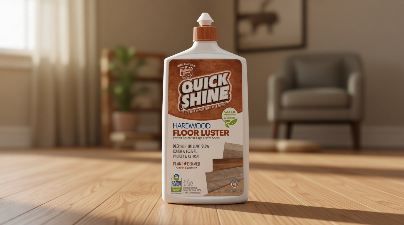 Quick Shine Hardwood Floor Luster-Polish 27oz | Plant-Derived w/Carnauba | Safer Choice, No PFAS, pH Neutral | Ready to Use Formula w/Anti-Slip Technology | Simply Squirt & Spread | Made in USA U.S. EPA Safer Choice