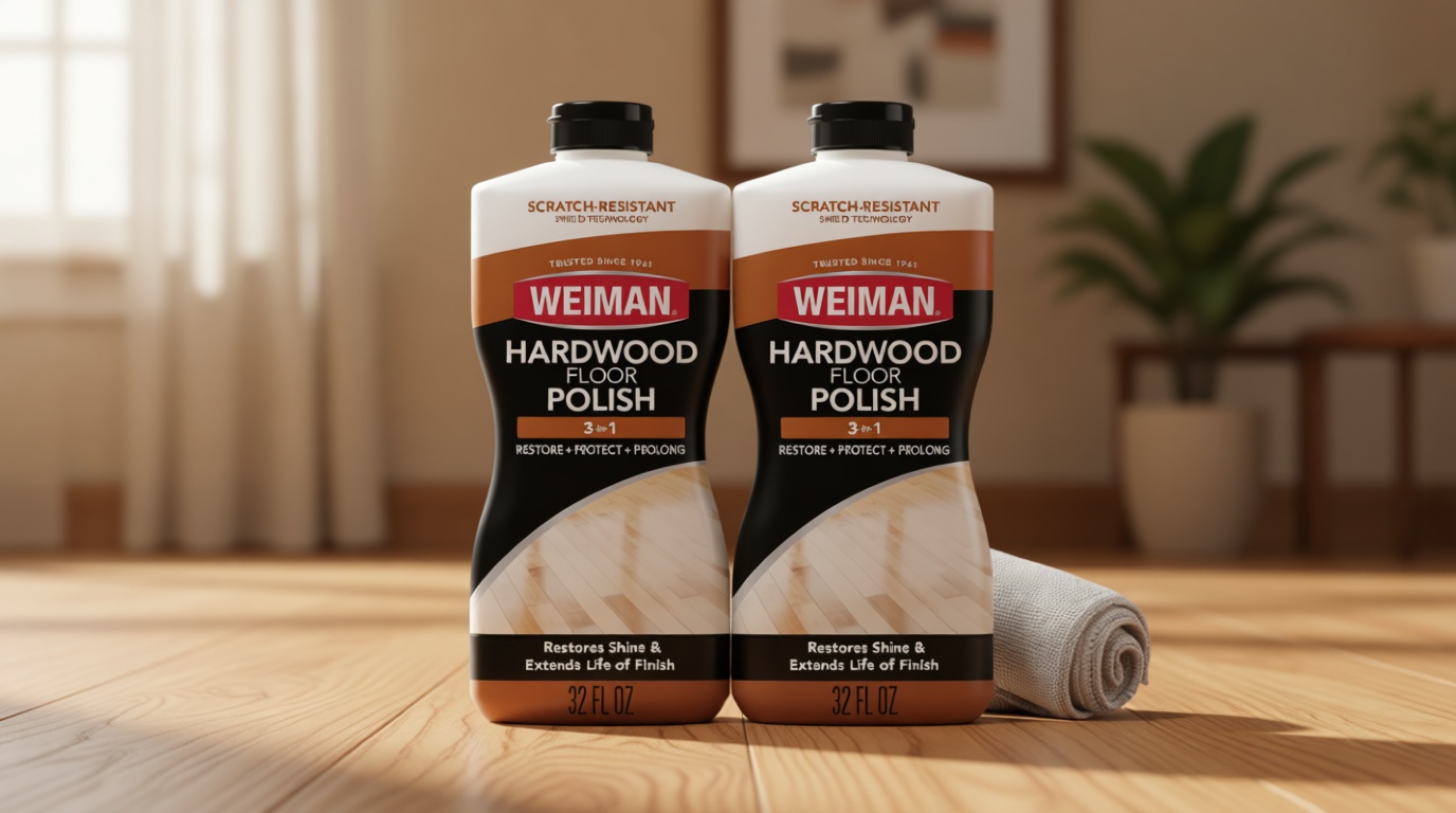Weiman Wood Floor Polish and Restorer 32 Oz 3PC Bundle - High-Traffic Hardwood Floor, Natural Shine, Removes Scratches, Leaves Protective Layer