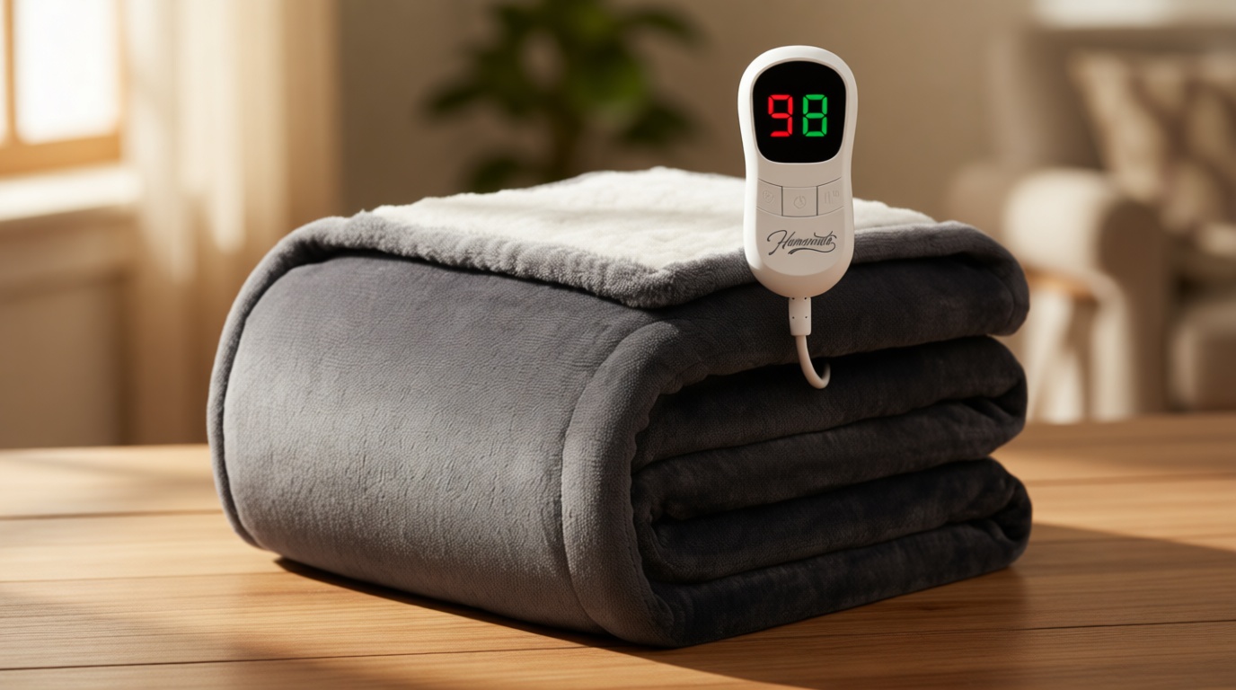 Homemate Heated Blanket Electric Throw - 50"x60" Heating Blanket Throw 1/2/4/6/8 Hours Auto-Off 10 Heat Level Over-Heat Protection Flannel Sherpa ETL Certification OEKO-TEX STANDARD 100