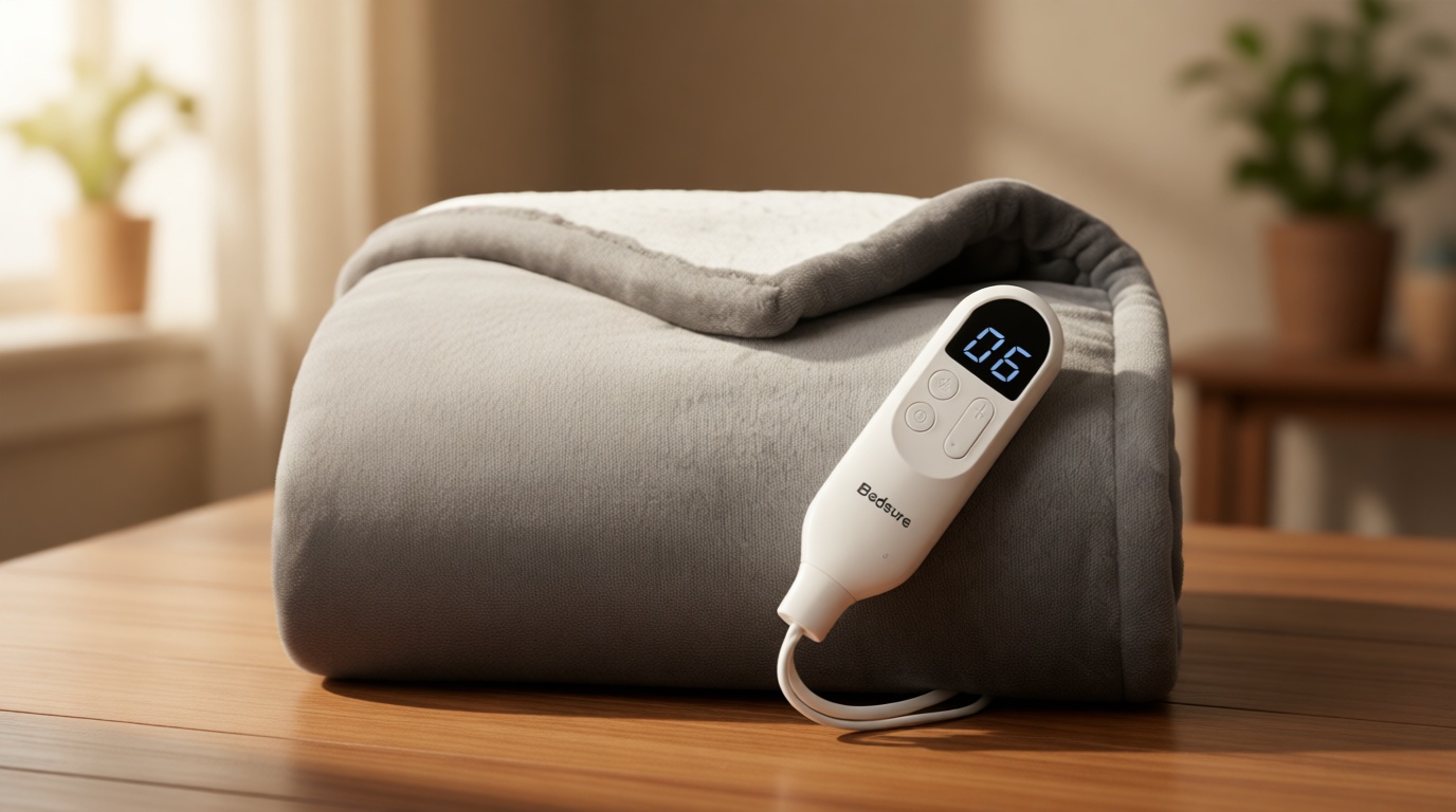 Bedsure Heated Blanket Throw Blanket - Fast Heating Electric Blanket, Soft Flannel Heated Throw with 4 Time Settings, 6 Heating Settings, Warm Gifts for Grandma & Grandpa & Seniors (50"x60", Grey) OEKO-TEX STANDARD 100