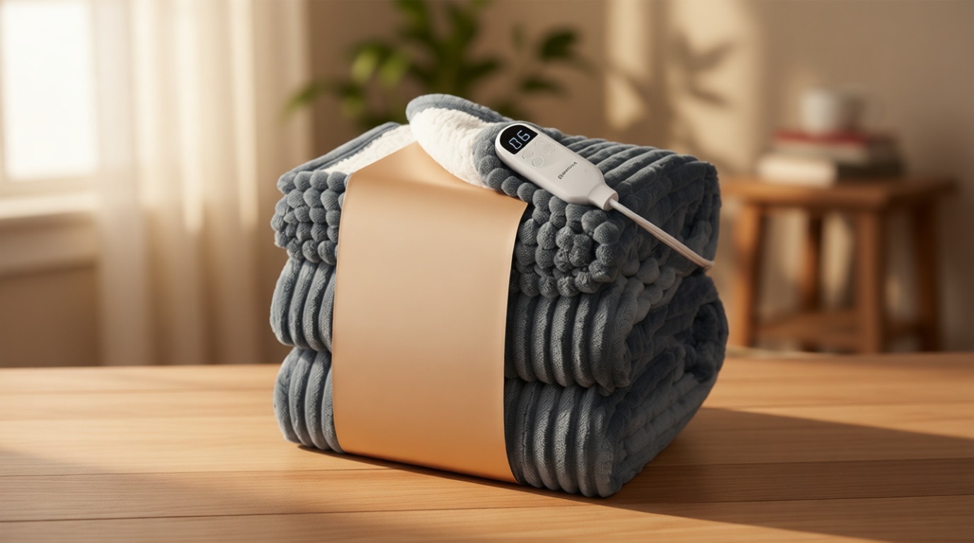 Bedsure GentleSoft Heated Blanket Throw - Soft Ribbed Flannel Electric Blanket, Gifts for Grandma (50x60 inches, Grey) OEKO-TEX STANDARD 100