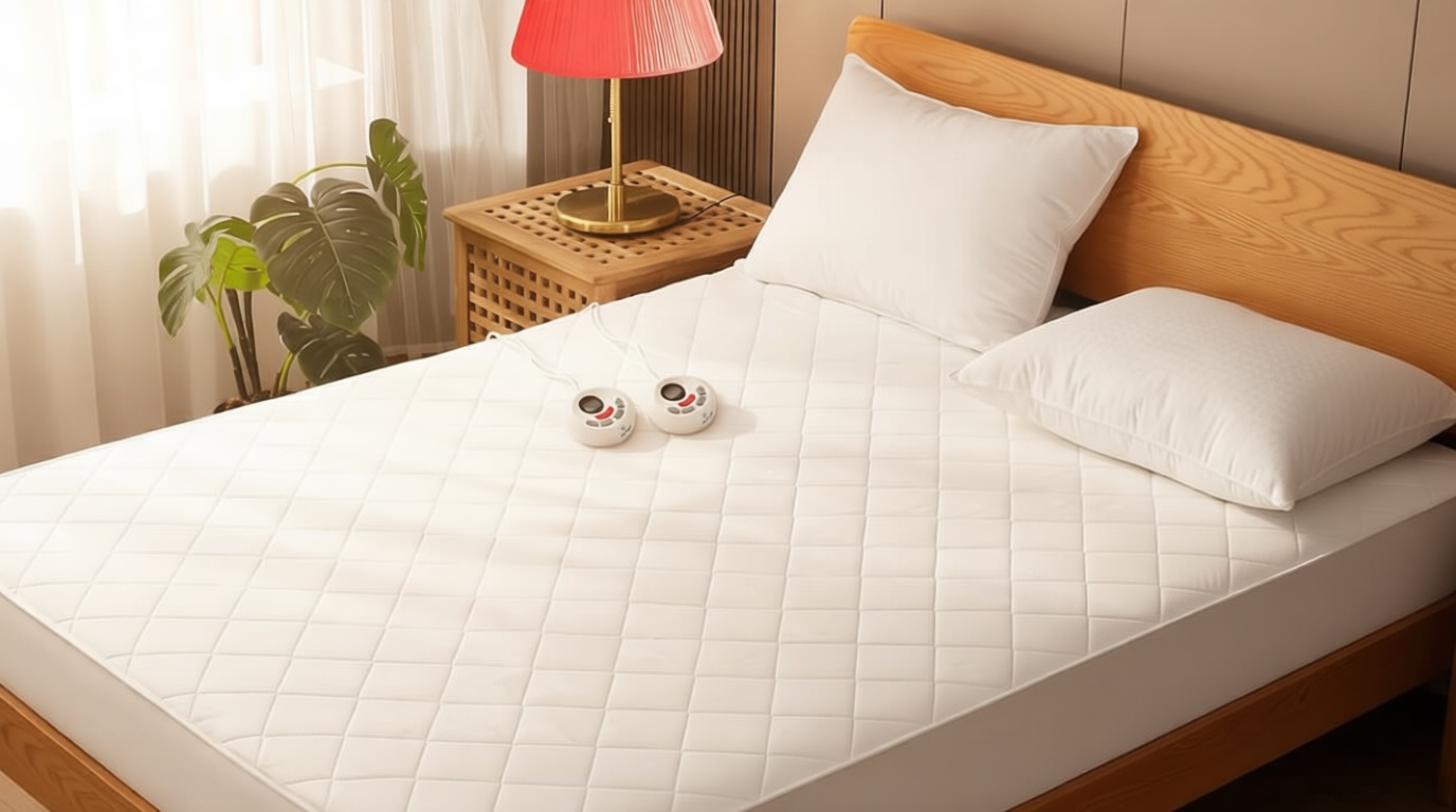 Heated Mattress Pad Queen Size Quilted Zone Heating Electric Bed Warmer Luxury Comfort Heat Mattress Pad Cover Dual Controller（10 Heat Setting | 1-12 Hours Auto Shut Off | with 8-21 Inch Deep Pocket）