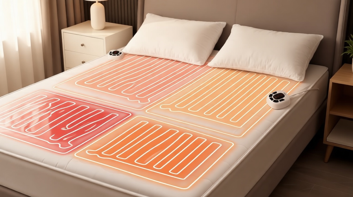 Queen Size Multi Zone Electric Heated Mattress Pad - Bed Warmer with Memory & Preheat Functions, 10 Heat Settings Dual Control for 1-12 Hours Auto Off, Lighted Button