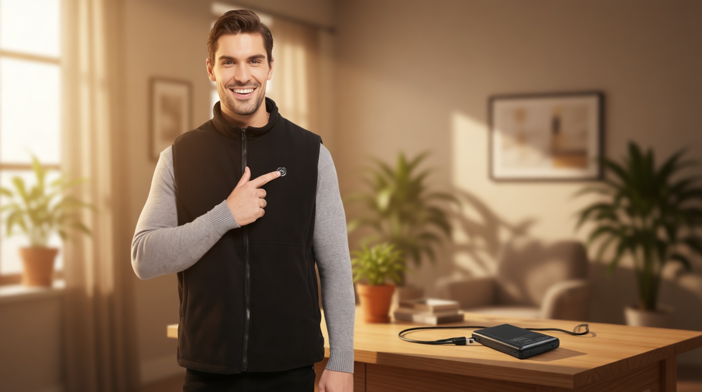 Loowoko Men's Fleece Heated Vest with Battery Pack Included, Rechargeable Electric Heating Jacket Lightweight Warming Vests OEKO-TEX STANDARD 100
