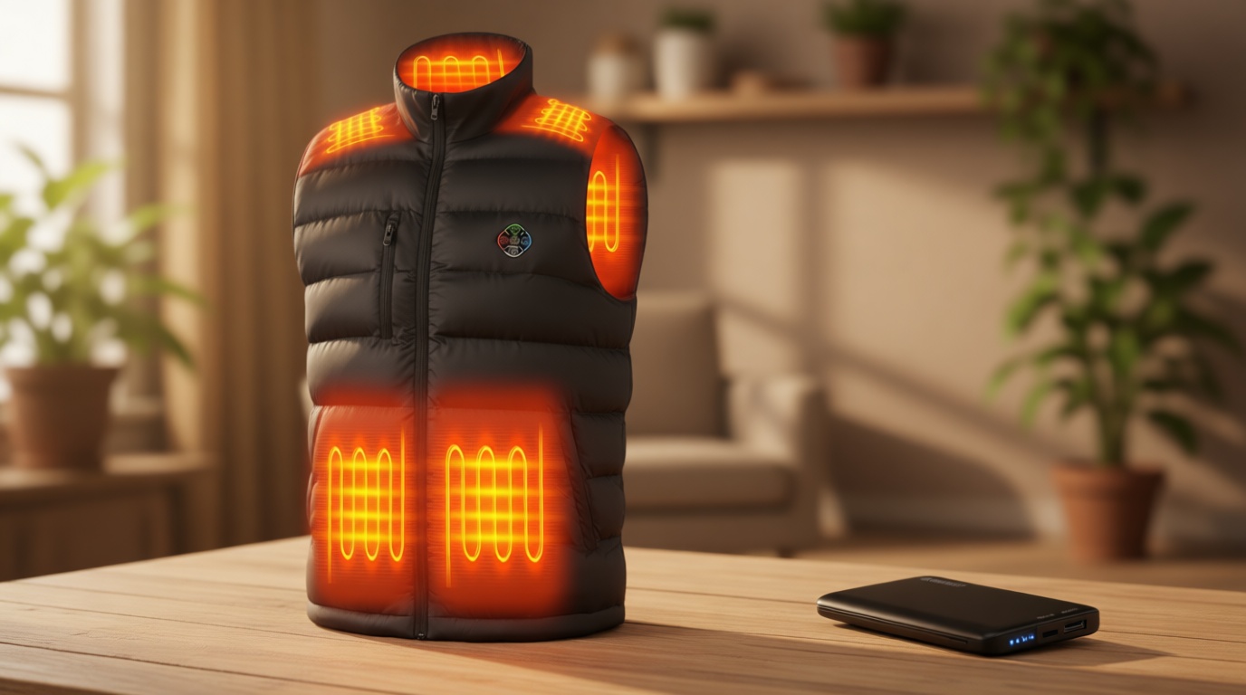 KOVNLO Heated Vest for Men With Battery Pack Included, Smart Controller with Lights-out Design, Electric Heated Jackets