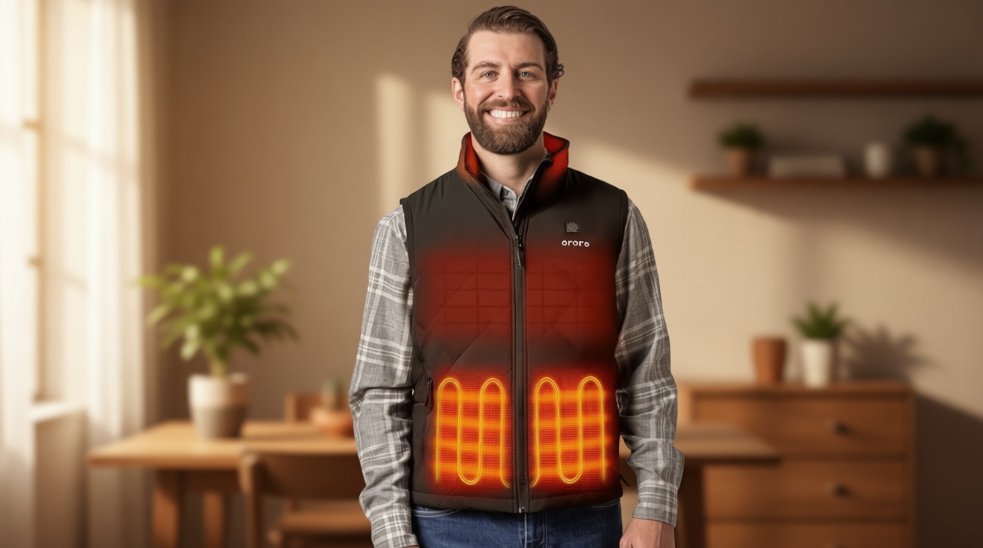 ORORO Men's Heated Quilted Vest with Heated Collar, Lightweight Quilted Heating Vest with USB-C Rechargeable Battery