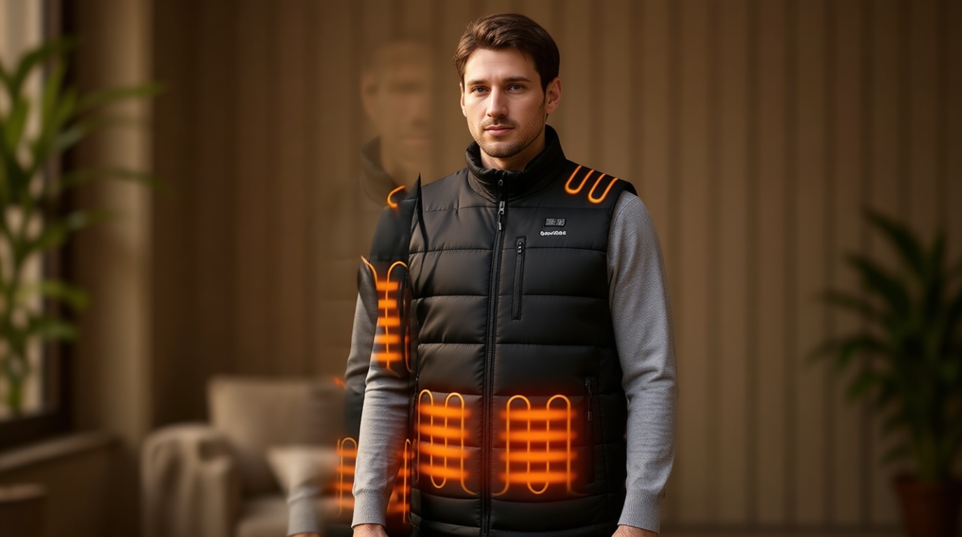 Sevdiea Heated Vest for Men with 16000mAh 7.4V Battery Pack Included, Warming Electric Heating Vest Rechargeable for Cycling