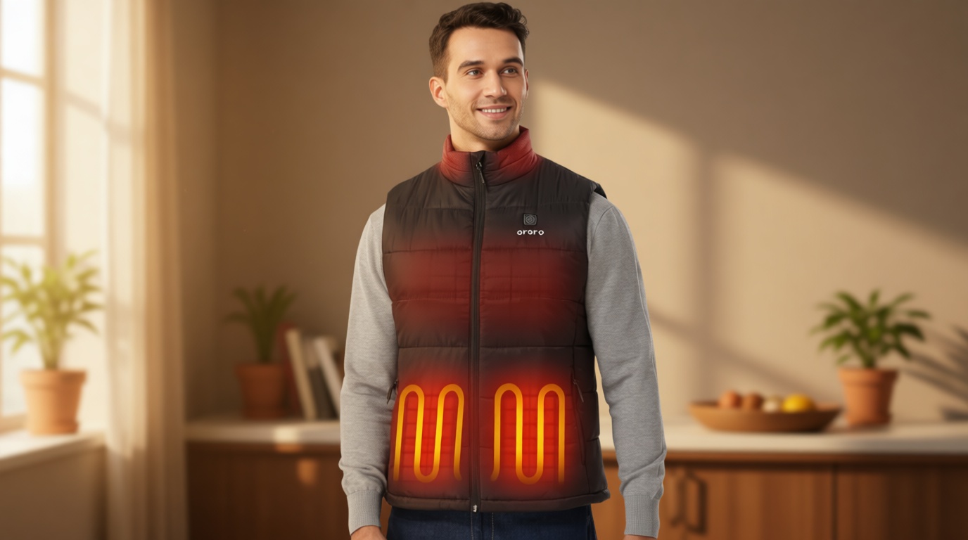 ORORO Men's Lightweight Heated Vest with USB-C Rechargeable Battery, Puffer Classic Heating Vest