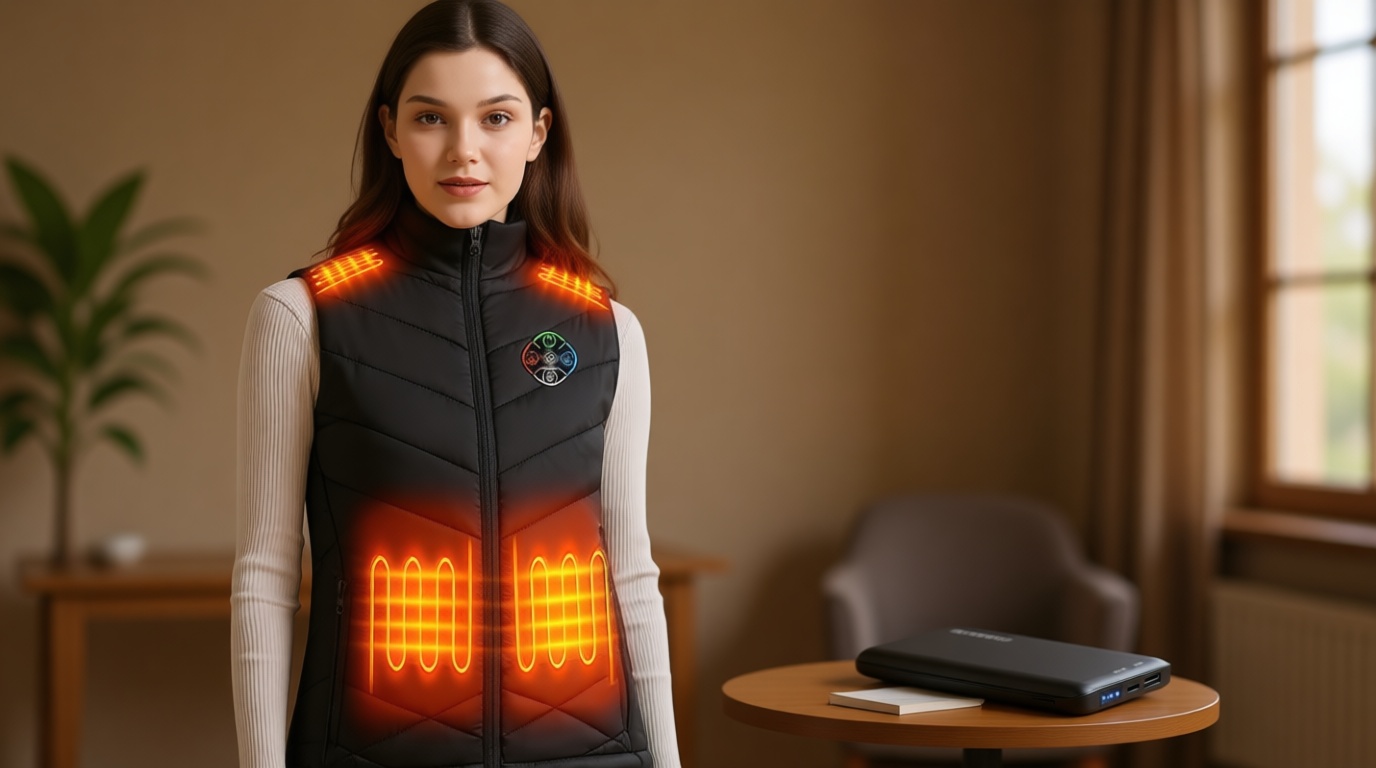 KOVNLO Heated Vest for Women With Battery Pack Included, Smart Button with Light-out Design, Electric Heated Jackets