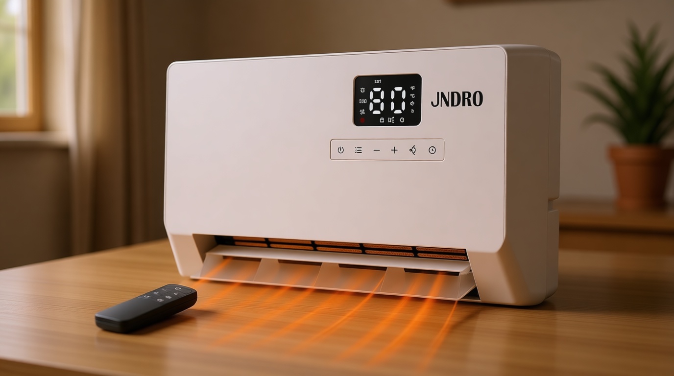 Wall-Mounted Space Heater with ECO Thermostat and Remote Control, LED Display, 60°/90°/120° Oscillation Modes, 24-Hour Timer, Indoor Electric Space Heater