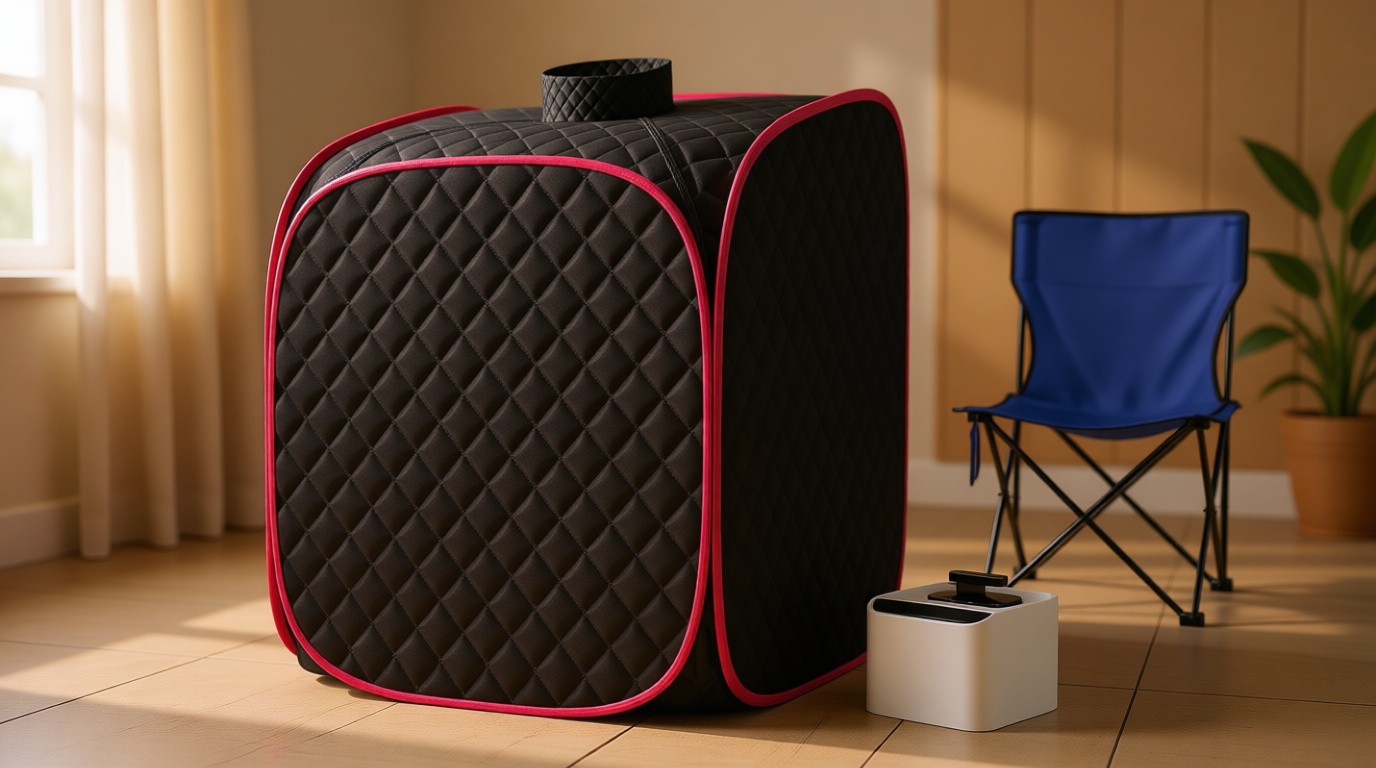 Portable Steam Sauna at Home, 9 Levels Heating, Sauna Tent for Home with Steamer and Folding Chair, Sauna for Relaxation, Detoxification, Spa