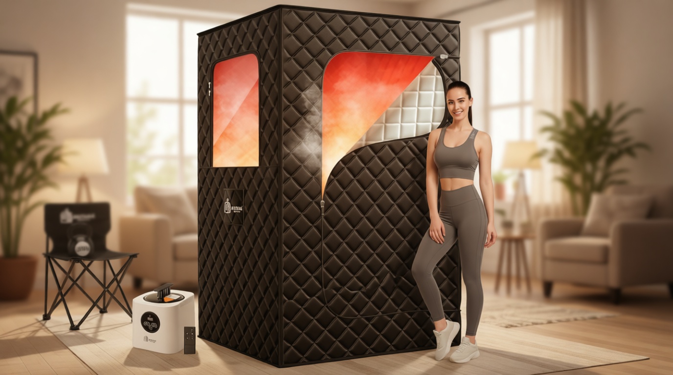 Sauna Box, 3L Portable Steam Sauna Tent for Home & Indoor Use, 1400w Personal Sauna Pod, Remote Control, Folding Chair, 15 Levels, 99-Min Timer,32" x 32" x 71"