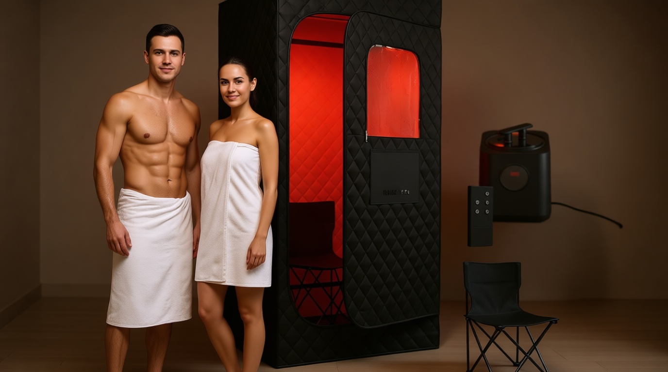 Portable Steam Sauna Pod for Home, Large Sit-in Design, Fast Heat-Up, 3L Steamer with Remote, 660 nm Red-Light Panel, Foldable Indoor Spa Tent for Relaxation & Recovery