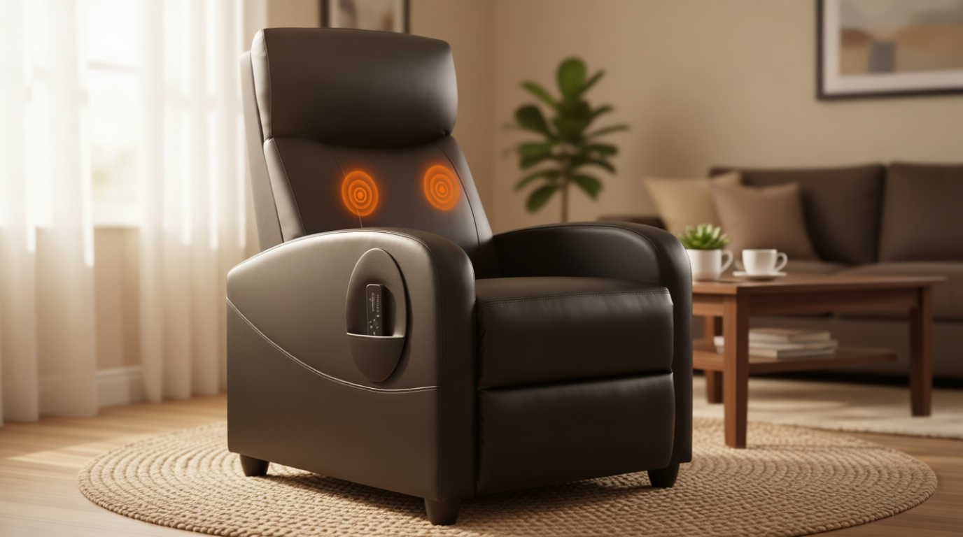 Sweetcrispy Massage Recliner Chair for Adults, Adjustable Home Theater Seating with Lumbar Support for Living Room, Modern Fabric Reclining, Black