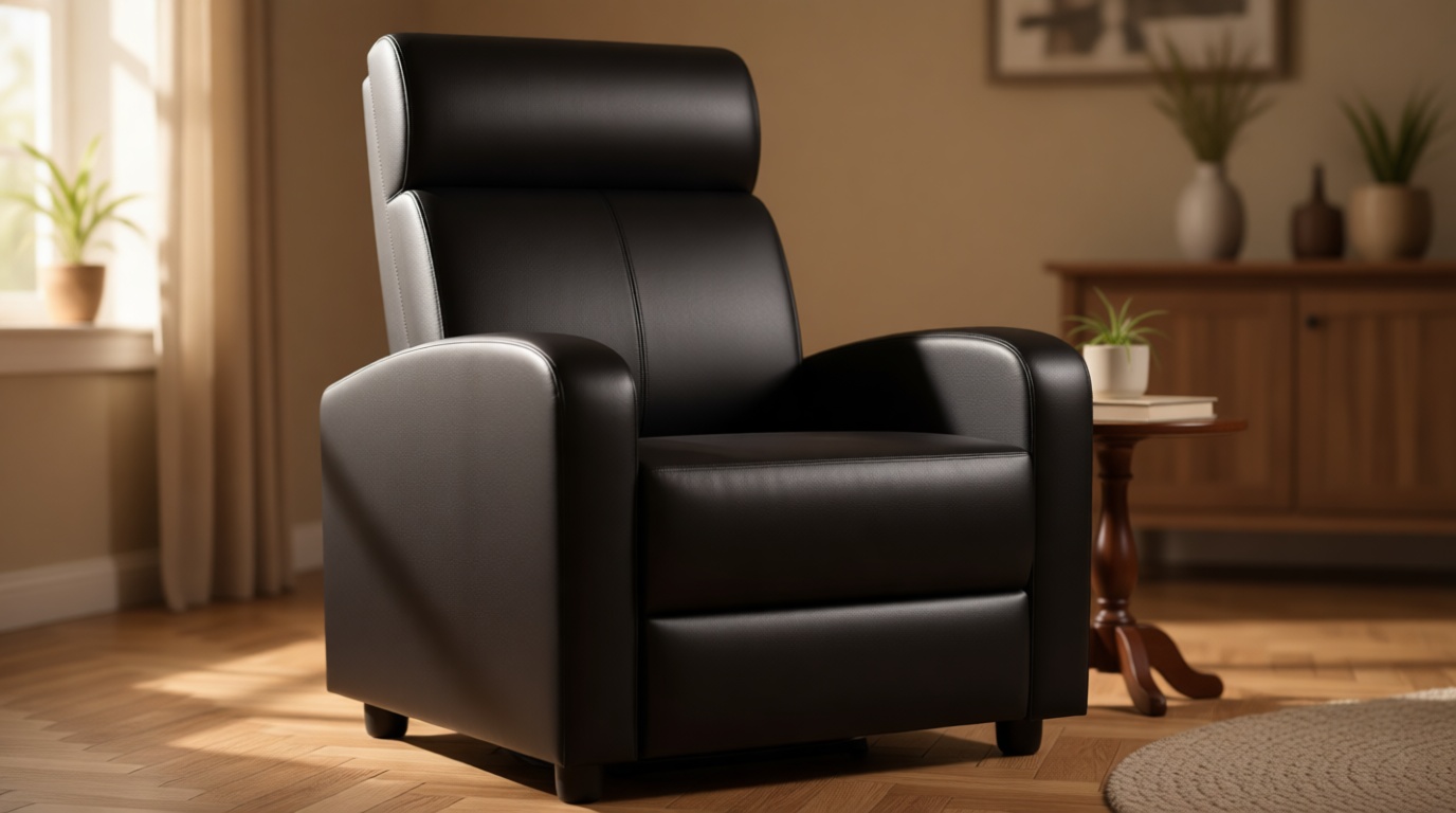 Yaheetech Recliner Chair PU Leather Recliner Sofa Home Theater Seating with Lumbar Support Overstuffed High-Density Foam & Pocket Springs, Push Back Recliners Armchair for Living Room