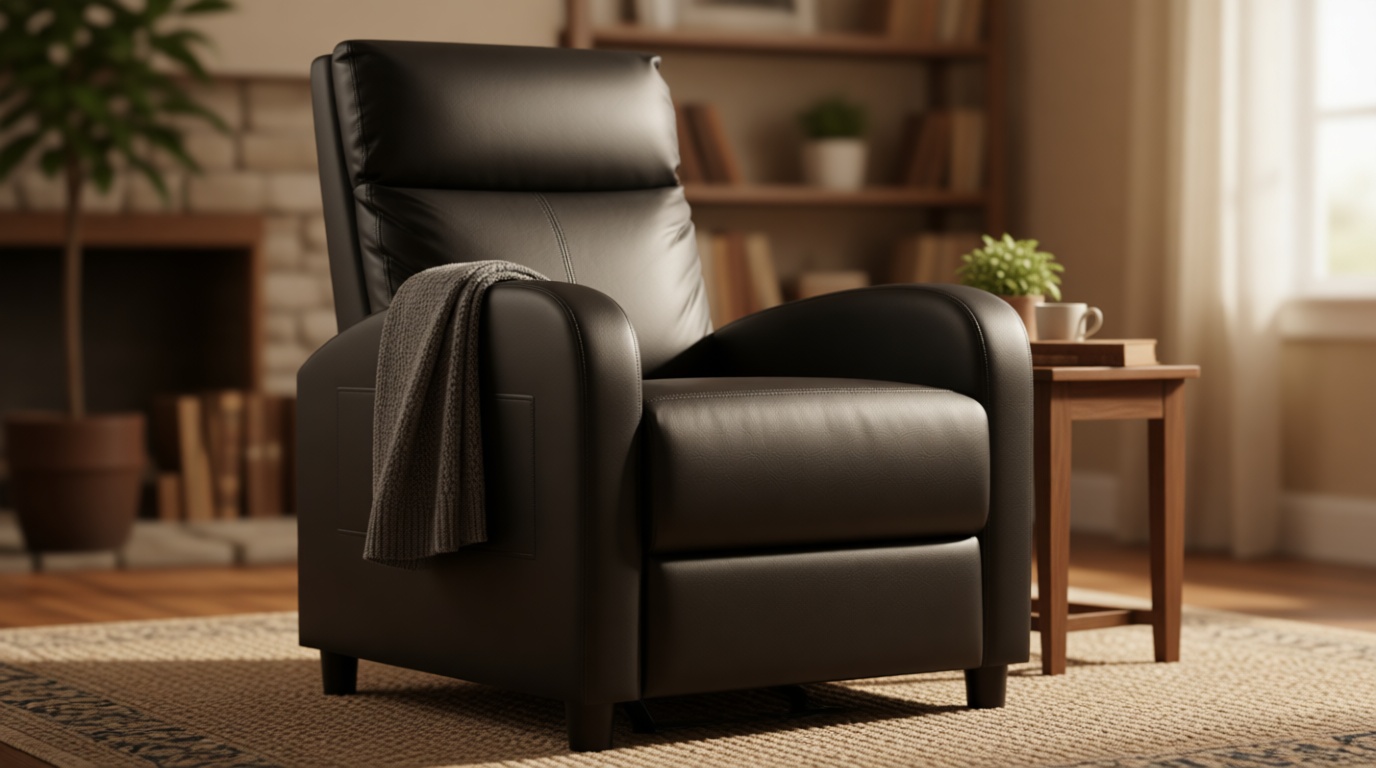 Homall Recliner Chair, Recliner Sofa PU Leather for Adults, Recliners Home Theater Seating with Lumbar Support, Reclining Sofa Chair for Living Room (Black, Leather)