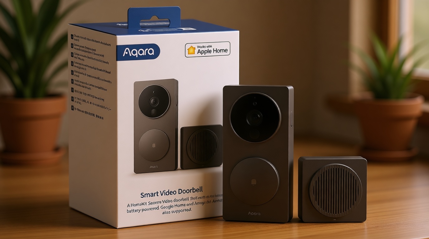 Aqara Video Doorbell G4 (Chime Included), 1080p FHD HomeKit Secure Video Doorbell Camera, Local Face Recognition and Automations, Wireless or Wired, Supports Apple Home, Alexa, Google, IFTTT, Gray