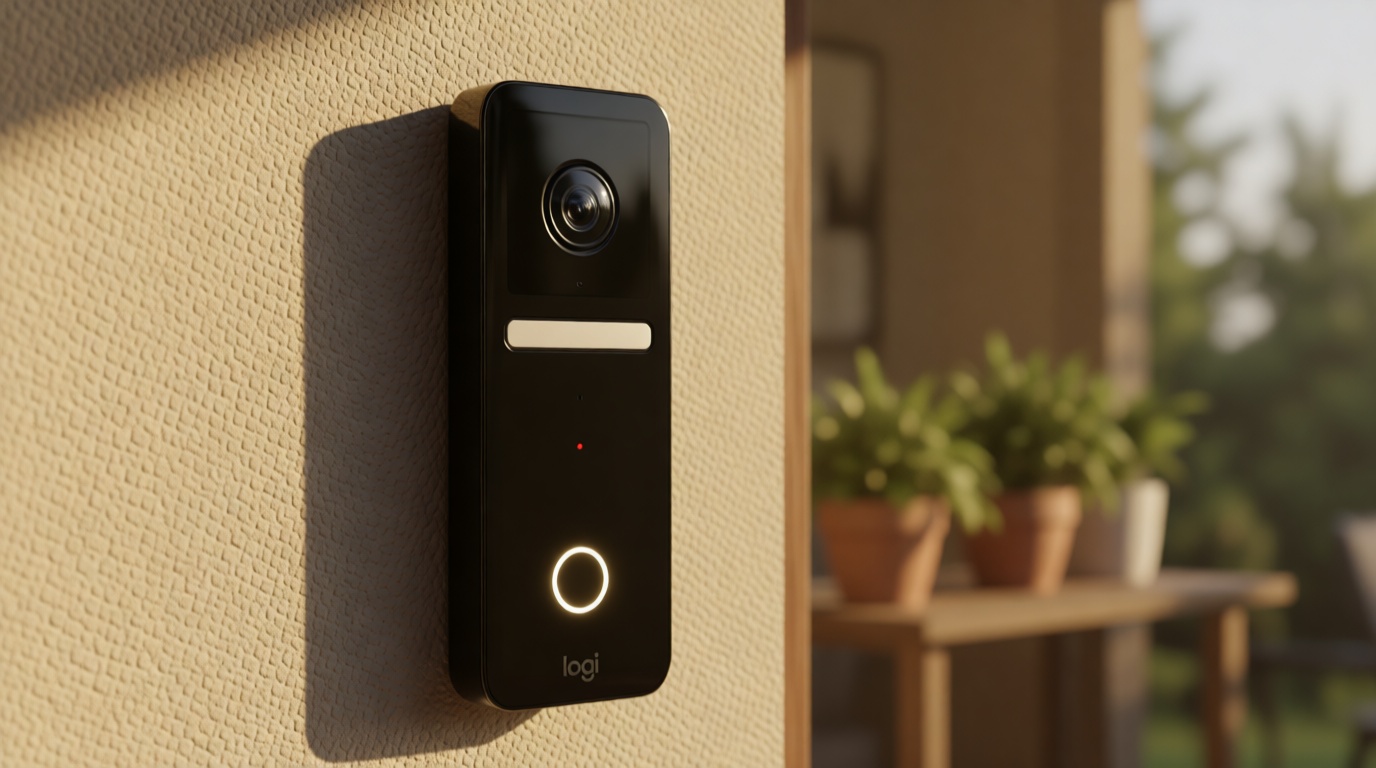 Logitech Circle View Apple HomeKit- Enabled Wired Doorbell with Logitech TrueView Video, Face Recognition, Color Night Vision, and Head-to-Toe HD Video - Black